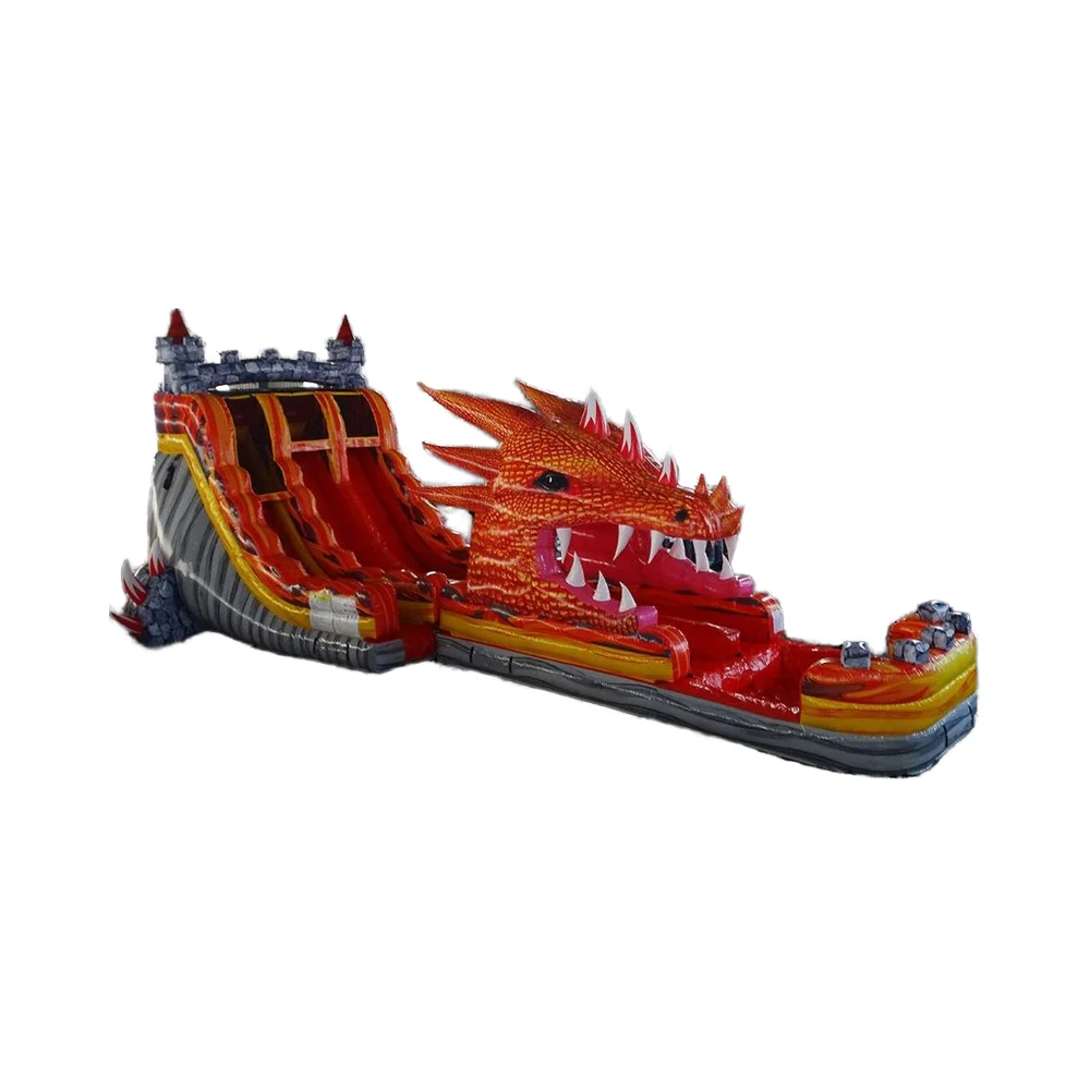 Commercial Print Model - Kommerzielle 2-teilige Hybrid-Wasserrutsche „Drachenatem“ mit Pool