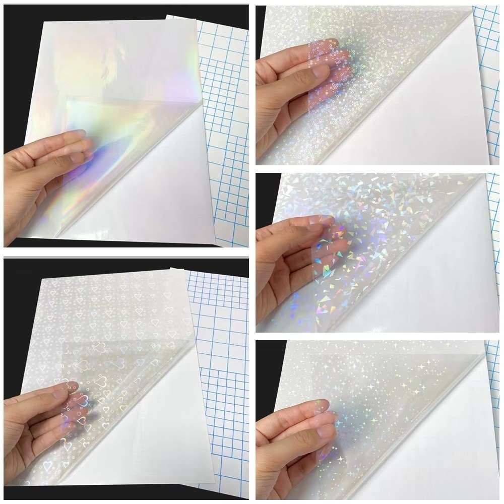 Laminator Cold Roll - 5 Stück selbstklebendes holografisches Aufkleberpapier, wasserdicht,