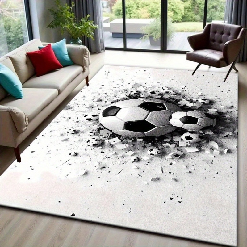Wholesale Commercial Printing - Fußball-Teppich mit Bruchmuster, Großflächiger Schwarz-Weißer Fußball-Bodenteppich,