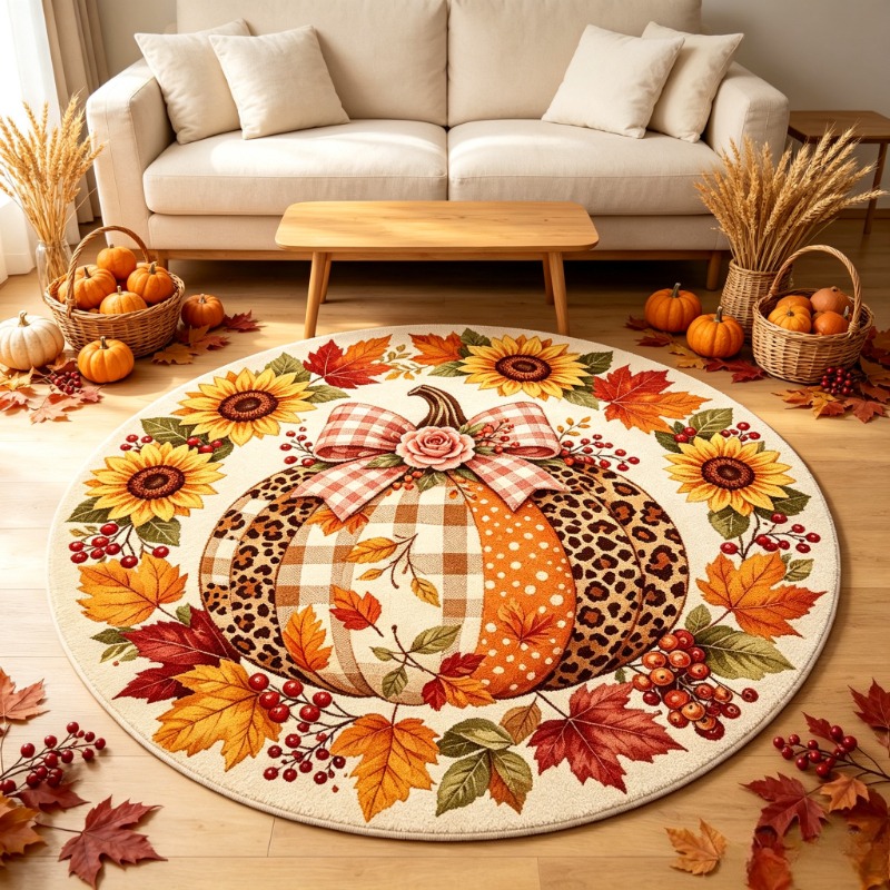 Herbst-Kürbis-Ernte Runder Tep – Wholesale Commercial Printing Bewertung und Preis